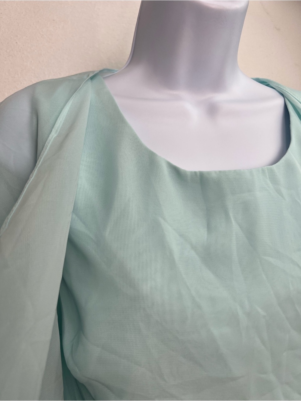 Sheer Mint Layered Chiffon Top - Picture 4 of 5